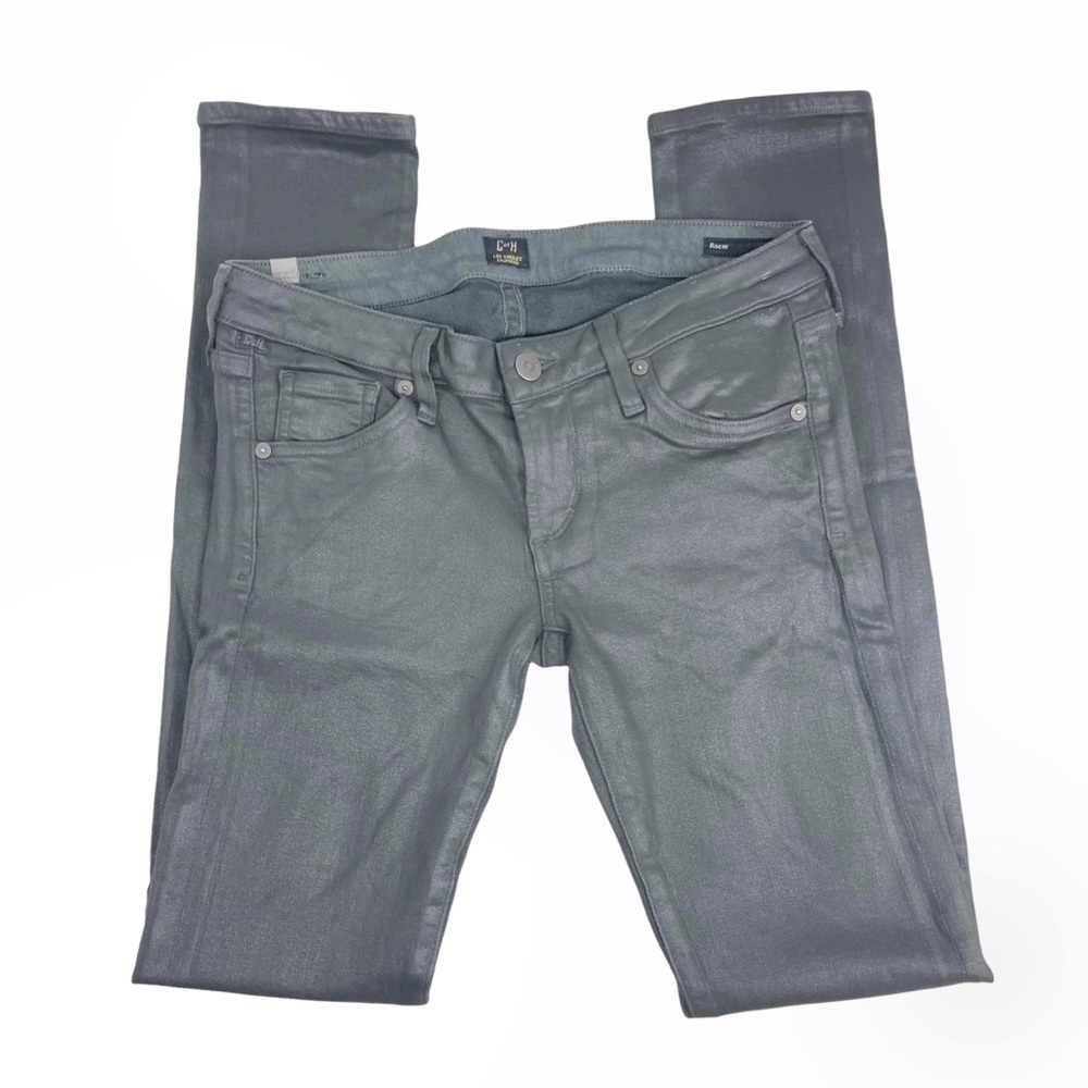 Citizens of Humanity Racer Charcoal Gray Coated Skinny Jeans Leatherette Size 25 - Picture 3 of 9